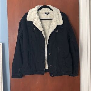 Lined black boyfriend denim jacket